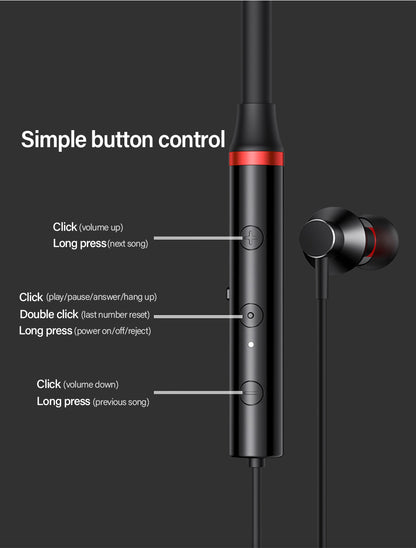 Lenovo Premium Bluetooth Neckband Model 05 – Super Bass Wireless Earphones with Clear Voice & Fast Charging (Black)