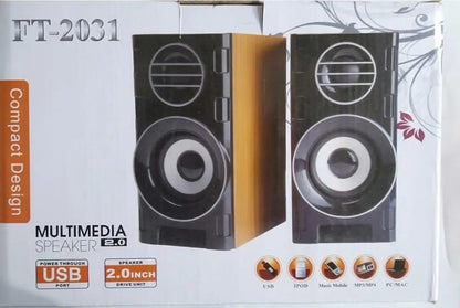 FT-2031 Subwoofer Pairs Speaker Premium Sound USB Powered for Laptop, Mobile & Computer - Set Of 2pc