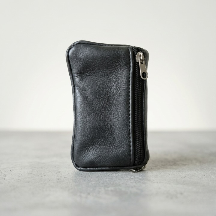 Premium Black Leather Ladies' Mini Pouch – Elegant Multi-Purpose Coin Purse & Key Organizer with Secure Zipper(Medium)