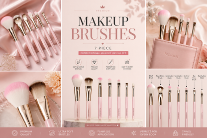 (8 in 1 ) Makeup Brush Set & Blender Deal